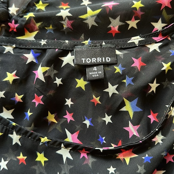 💖New list TORRID plus size black coverup with colorful stars - Picture 6 of 6